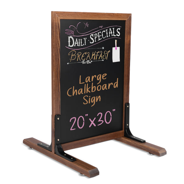 Large Chalkboard Sign - Free Standing Magnetic Sidewalk Sign - Outdoor Menu for Restaurant, Food Truck, Party, or Wedding - 30x20 Inch - Brown