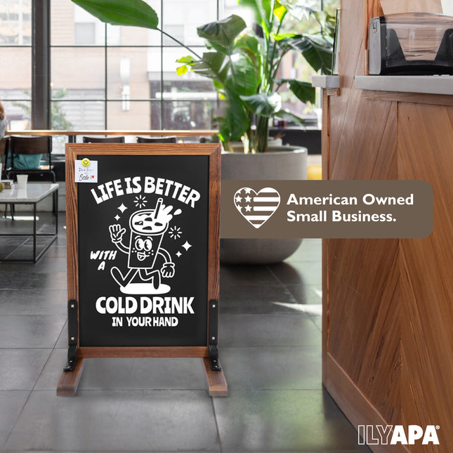 Large Chalkboard Sign - Free Standing Magnetic Sidewalk Sign - Outdoor Menu for Restaurant, Food Truck, Party, or Wedding - 30x20 Inch - Brown