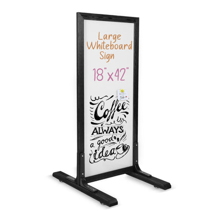Large Whiteboard Sign - Free Standing Magnetic Sidewalk Sign - Outdoor Menu for Restaurant, Food Truck, Party, or Wedding - 42x18 Inch - Black