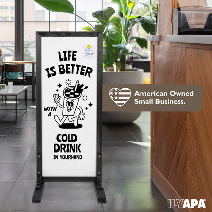 Large Whiteboard Sign - Free Standing Magnetic Sidewalk Sign - Outdoor Menu for Restaurant, Food Truck, Party, or Wedding - 42x18 Inch - Black