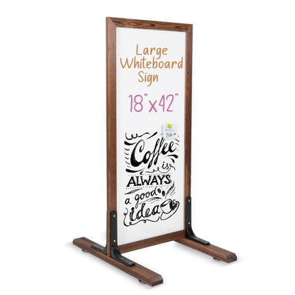 Large Whiteboard Sign - Free Standing Magnetic Sidewalk Sign - Outdoor Menu for Restaurant, Food Truck, Party, or Wedding - 42x18 Inch - Brown