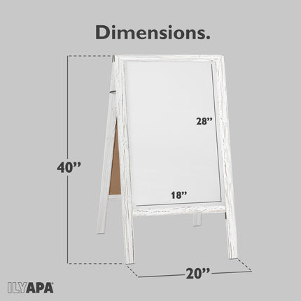Wooden A-Frame Whiteboard Sign - 40 x 20 inch Magnetic Dry Erase Sidewalk Menu Board - White Sign Menu Display for Restaurant, Business