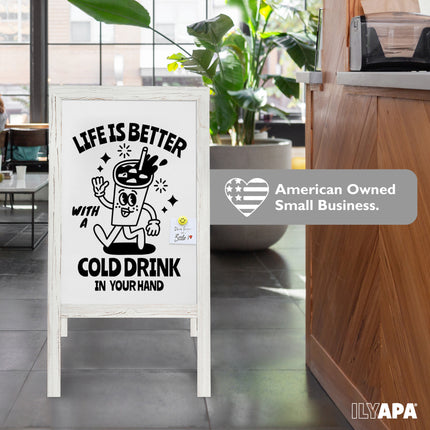 Wooden A-Frame Whiteboard Sign - 40 x 20 inch Magnetic Dry Erase Sidewalk Menu Board - White Sign Menu Display for Restaurant, Business