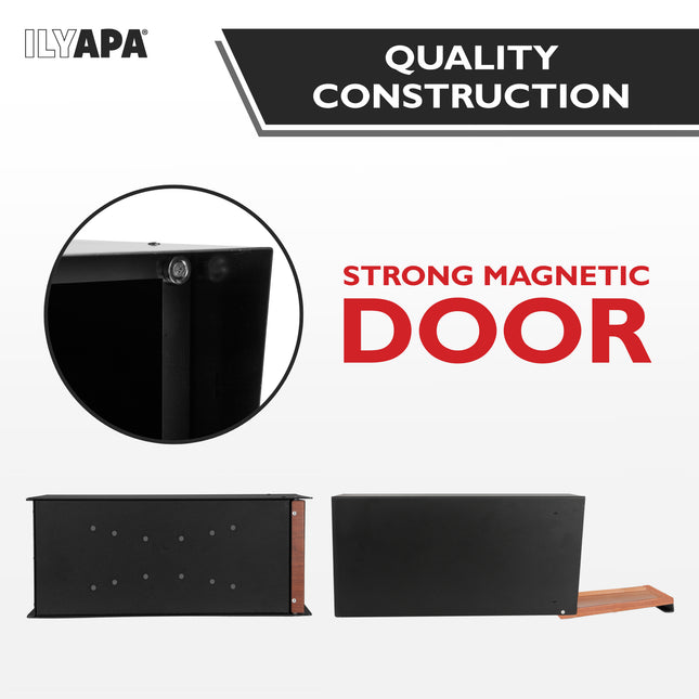Modern Mailbox Post Mount - 21x8x10 Inch Black Modern Mailboxes for Outside - Heavy Duty Metal Mail Box with Printed Redwood Grain Trim