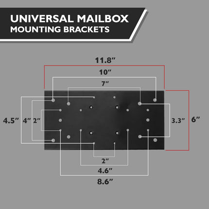 Double Mailbox Post for Outside - 43x4x4 inch Black Metal Dual Mailboxes Post for Outside with Universal Mounting Bracket Plate