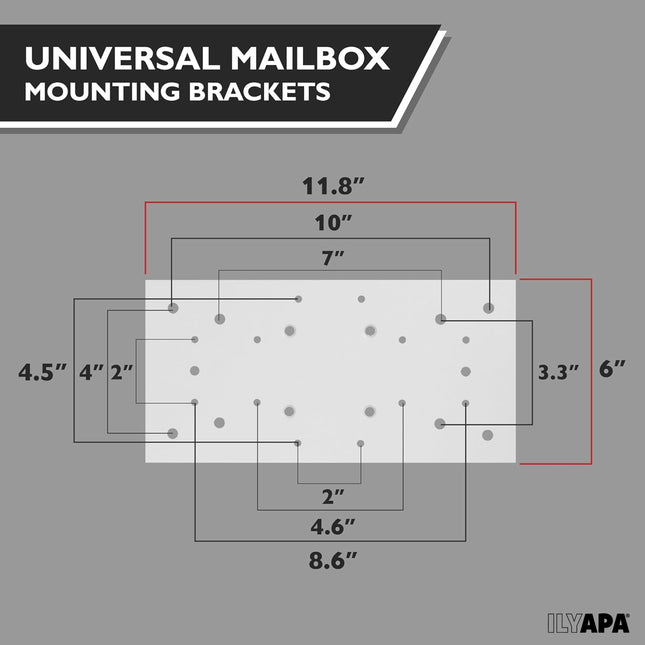 Double Mailbox Post for Outside - 43x4x4 inch White Metal Dual Mailboxes Post for Outside with Universal Mounting Bracket Plate for 2