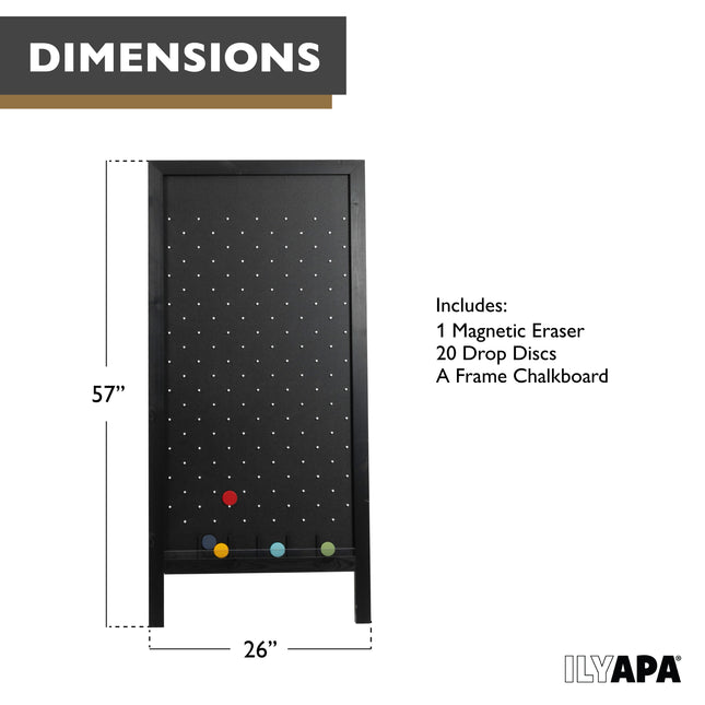Extra Large Prize Drop Board Game - 28x57 Inch for Events, Trade Show & Carnival, Double Sided Wooden A-Frame Chalkboard Sign, Eraser