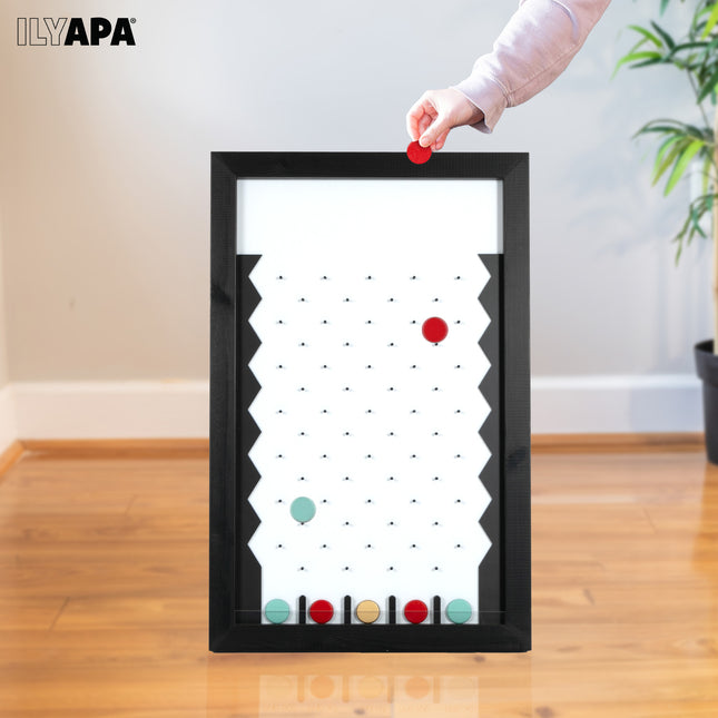 Large Prize Drop Board Game - 18x28 Inch Portable Penny Drop Game for Events and Trade Show - Wooden A-Frame Whiteboard Sign, Eraser