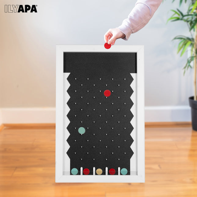 Large Prize Drop Board Game - 18x28 Inch Portable Penny Drop Game for Events and Trade Show - Wooden A-Frame Chalkboard Sign, Eraser
