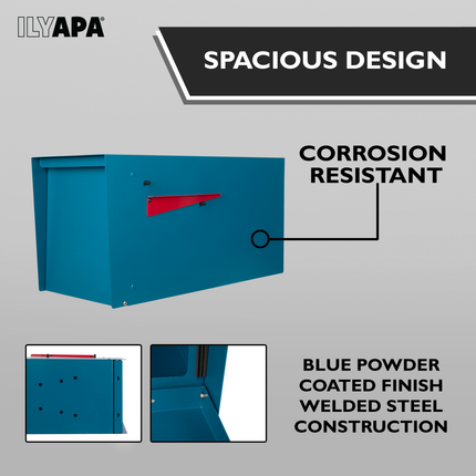 Blue Powder Coating Modern Mailbox