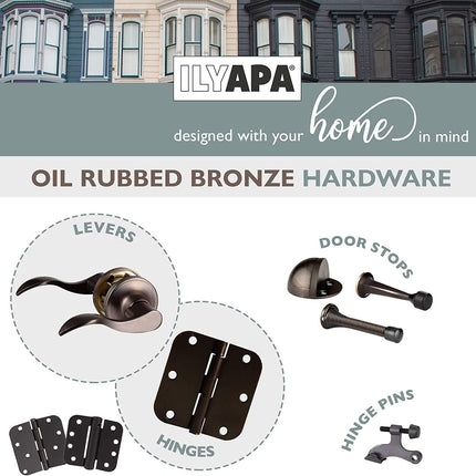 Self Closing Door Hinges, 2 Pack, Oil Rubbed Bronze - 4x4 Inch Interior Spring Hinges for Doors