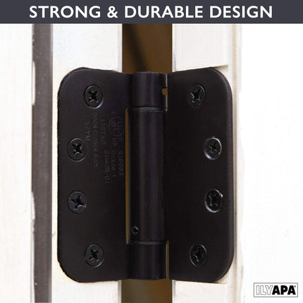 Self Closing Door Hinges, 2 Pack, Oil Rubbed Bronze - 4x4 Inch Interior Spring Hinges for Doors