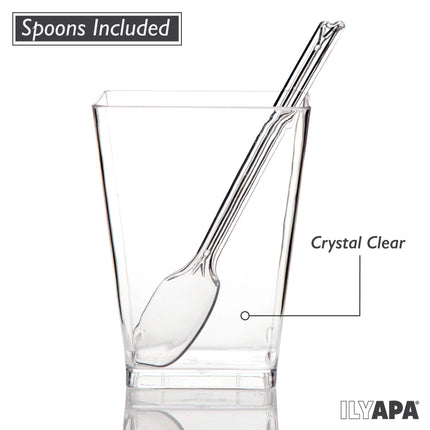 40 Pack of 5 oz Small Plastic Dessert Cups with Spoons