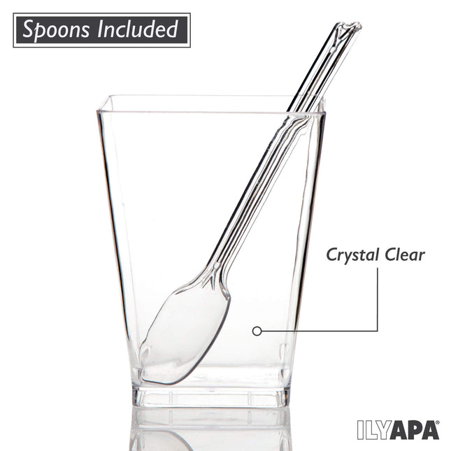 40 Pack of 5 oz Small Plastic Dessert Cups with Spoons