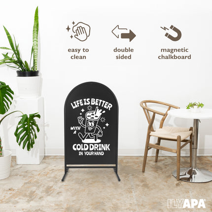 Metal Double Sided Swinging Chalkboard Sign - 21x35 inch Magnetic Sidewalk Sign - A Frame Chalkboard Alternative Menu Board for Restaurant