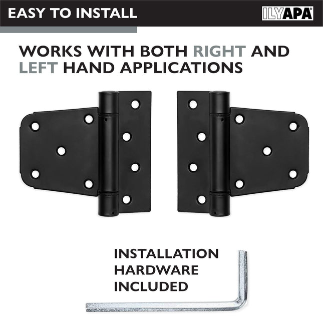 Heavy Duty Shed Door Hinges, 4 Pack- Black Square for Gate, Barn or Storage Shed