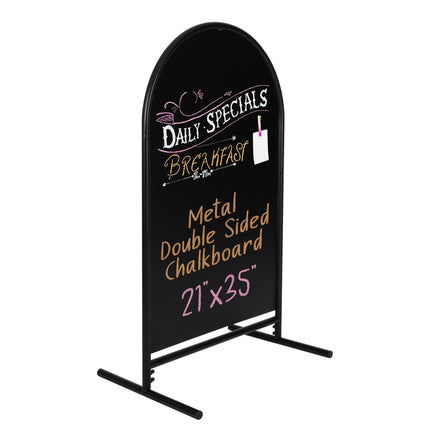 Metal Double Sided Swinging Chalkboard Sign - 21x35 inch Magnetic Sidewalk Sign - A Frame Chalkboard Alternative Menu Board for Restaurant