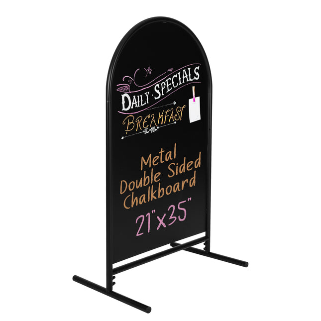 Metal Double Sided Swinging Chalkboard Sign - 21x35 inch Magnetic Sidewalk Sign - A Frame Chalkboard Alternative Menu Board for Restaurant