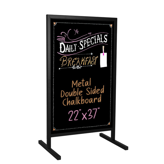 Metal Double Sided Swinging Chalkboard Sign - 22x37 inch Magnetic Sidewalk Sign - A Frame Chalkboard Alternative Menu Board for Restaurant