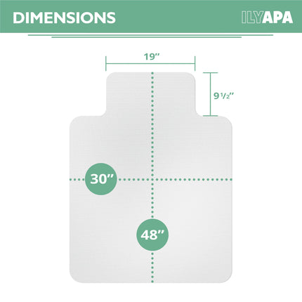 Ilyapa Heavy Duty Office Chair Mat with Lip, 30 x 48 Inches - Clear, Durable PVC Chair Mat for Hardwood Floors - Protective Floor Mat for Office, Computer Desk Chair Mat
