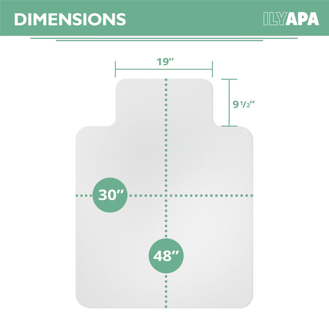 Ilyapa Heavy Duty Office Chair Mat with Lip, 30 x 48 Inches - Clear, Durable PVC Chair Mat for Hardwood Floors - Protective Floor Mat for Office, Computer Desk Chair Mat