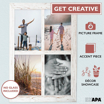 Window Frame Wall Decor 2 Pack - 18x22" Rustic White Wood