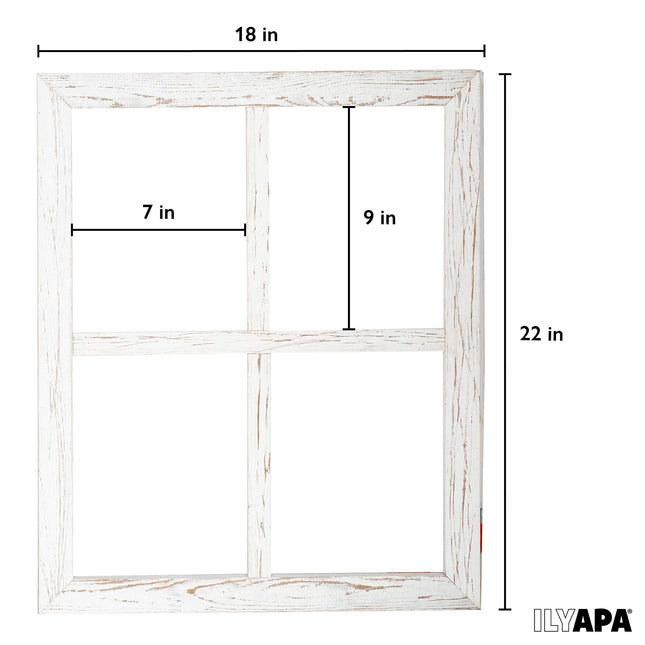 Window Frame Wall Decor 2 Pack - 18x22" Rustic White Wood