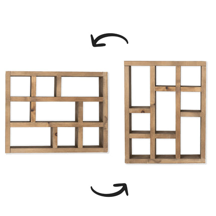 Ilyapa Knick Knack Shelf, Barnwood - Wall Mount or Freestanding Organizer Stand for Oils, Coffee Mugs, Crystals, Rocks, Curios & More