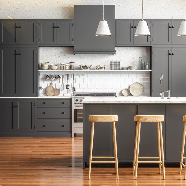 Ilyapa Flat Black Kitchen Cabinet Knobs - Round Drawer Handles - 25 Pack of Kitchen Cabinet Hardware