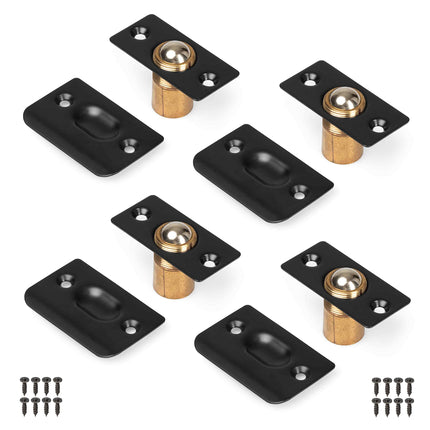 Ilyapa French Door Ball Catch - 4 Pack Black Closet Door Adjustable Screw in Ball Catch Latch