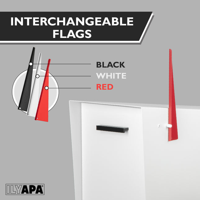 Modern Mailbox with Angle Design Post Mount - White Powder Coated Metal Mailbox - Waterproof for Curbside Parcels, with Magnetic Close Door