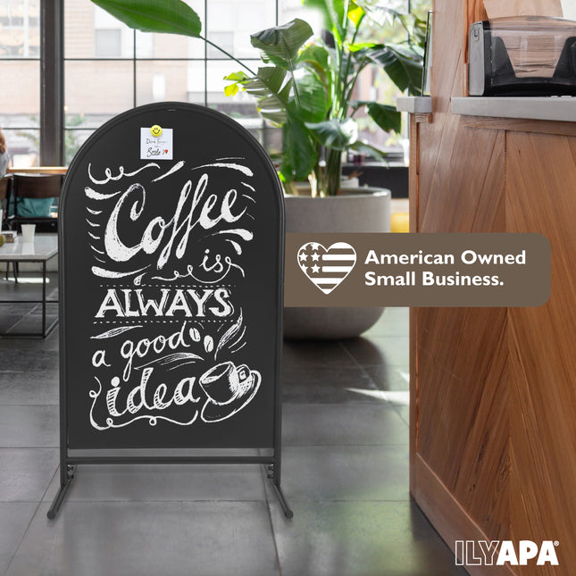 Metal Double Sided Swinging Chalkboard Sign - 21x35 inch Magnetic Sidewalk Sign - A Frame Chalkboard Alternative Menu Board for Restaurant