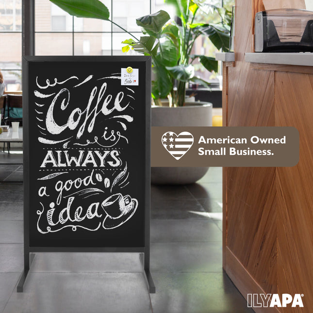 Metal Double Sided Swinging Chalkboard Sign - 22x37 inch Magnetic Sidewalk Sign - A Frame Chalkboard Alternative Menu Board for Restaurant