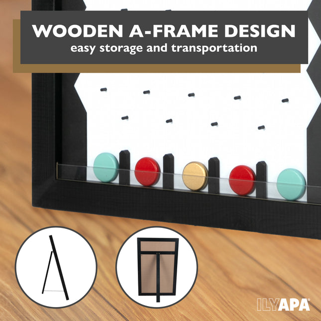Large Prize Drop Board Game - 18x28 Inch Portable Penny Drop Game for Events and Trade Show - Wooden A-Frame Whiteboard Sign, Eraser