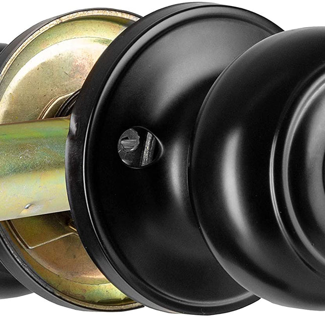Interior Privacy Door Knob - Keyless Locking Door Handles for Bedroom or Bathroom - Matte Black Finish