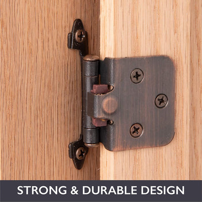 Self Closing Cabinet Hinges Oil Rubbed Bronze, 50 Pack - Variable Overlay Flush Kitchen Cabinet Door Hinge Hardware