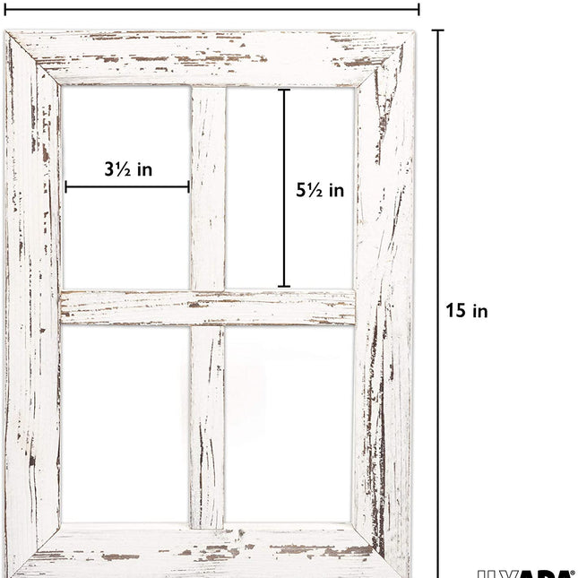 Ilyapa Window Frame Wall Decor 2 Pack - 11x15" Rustic White Wood