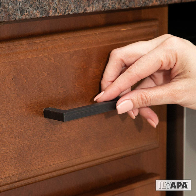 Oil Rubbed Bronze Cabinet Handles - 3 Inch Hole Center Modern Squared Drawer Pulls - 25 Pack of Kitchen Cabinet Hardware