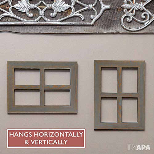 Ilyapa Window Frame Wall Decor 2 Pack - 11x15" Rustic Gray Wood