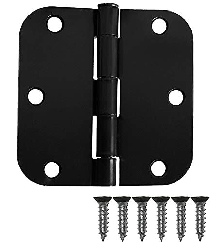 18 Pack of Door Hinges Flat Black - 3 1/2" x 3 1/2" Inch Interior Hinges for Doors Flat Black with 5/8" Radius Corners