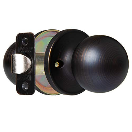 Ilyapa Passage Door Knob for Hall/Closet - Ball, Oil Rubbed Bronze Interior Keyless Non Locking Round Door Handle, Oil Rubbed Bronze