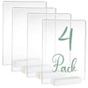 Acrylic Sign Holders with White Wood Stands, 4 Pack - 8x10 Inch Blank Table Numbers Set for Wedding