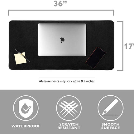 Felt Desk Pad, Black Heather - 36 x 17 Inch Office Computer Mat for Desk