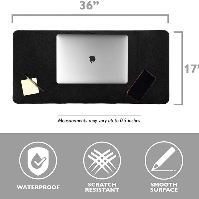 Felt Desk Pad, Black Heather - 36 x 17 Inch Office Computer Mat for Desk