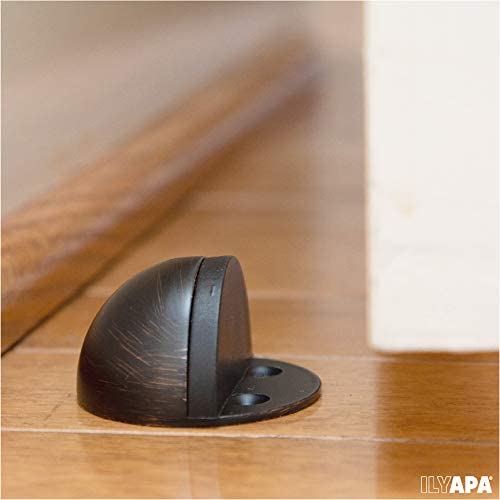 Floor Door Stop with Rubber Bumper 10 Pack, Oil Rubbed Bronze - in Floor Mount Half Dome Door Stopper Set