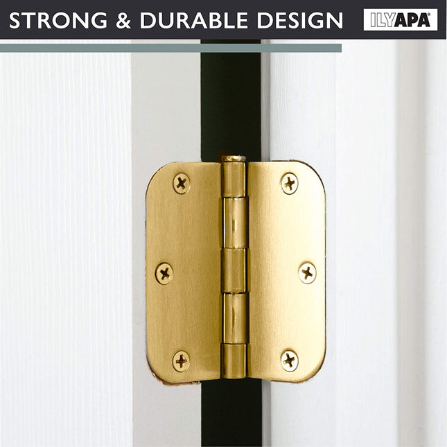 18 Pack of Door Hinges, Polished Brass - 3 ¬¨Œ©‚Äö√Ñ√π x 3 ¬¨Œ©‚Äö√Ñ√π Inch Interior Hinges for Doors Polished Brass with 5/8" Radius Corners