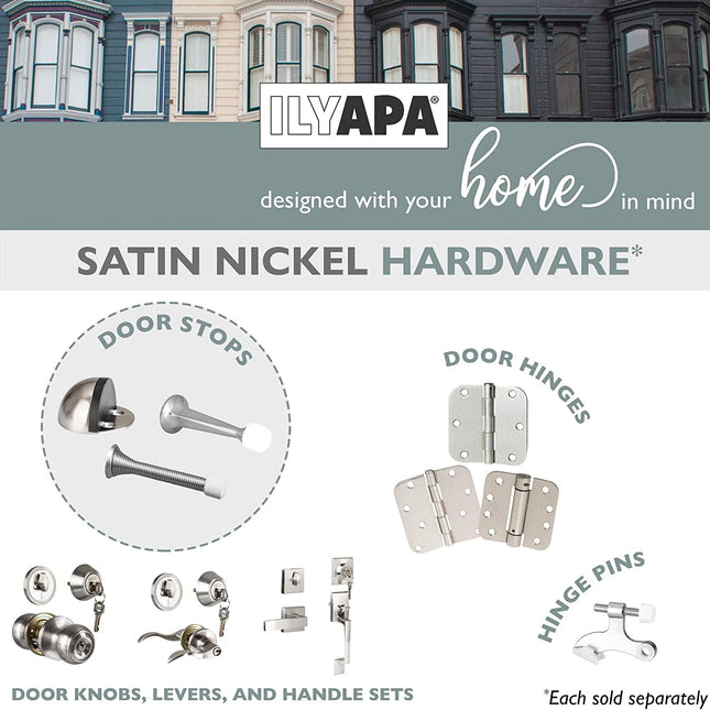 Floor Door Stop with Rubber Bumper 10 Pack, Satin Nickel - in Floor Mount Half Dome Door Stopper Set