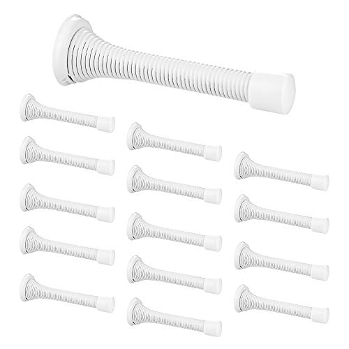15 Pack Spring Door Stops, White - 3 ¬¨¬∫ Inch Heavy Duty Door Stop - Traditional Spring Door Stop with Rubber Bumper