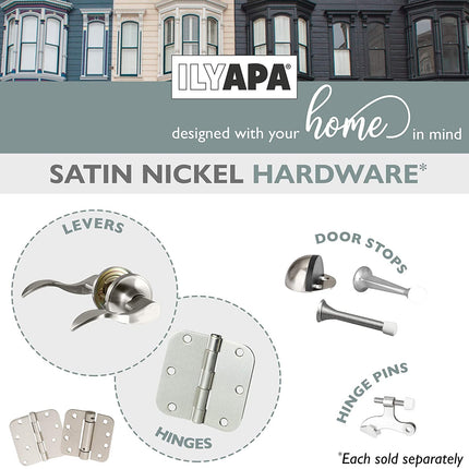 Interior Passage Lever - Keyless Hall and Closet Locksets, Reversible - Hall and Closet - Satin Nickel Finish - (6 Pack)