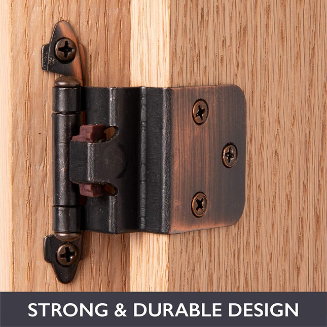 Self Closing Cabinet Hinges Oil Rubbed Bronze, 50 Pack - 3/8 Inch Inset Variable Overlay Kitchen Cabinet Door Hinge Hardware